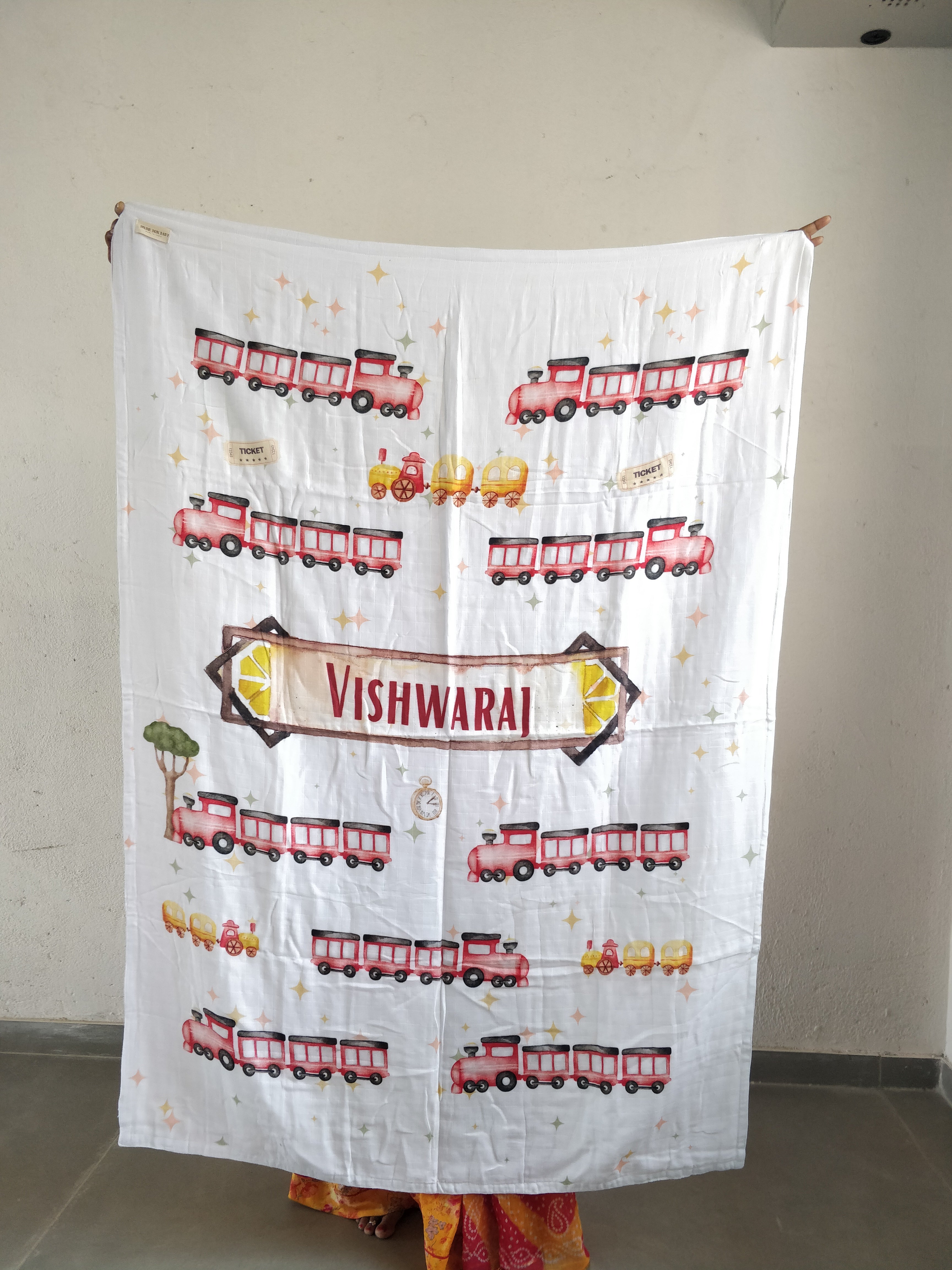 Little Train Vishwaraj Name Small Size Blanket